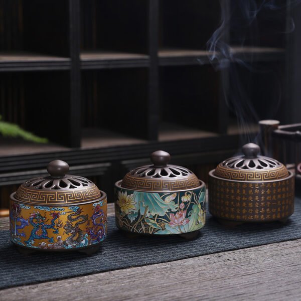Antique Cloisonne Incense Burner Handicraft Ornaments