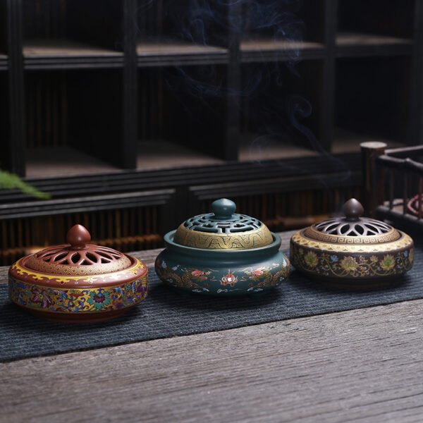 Antique Cloisonne Incense Burner Handicraft Ornaments - Image 2